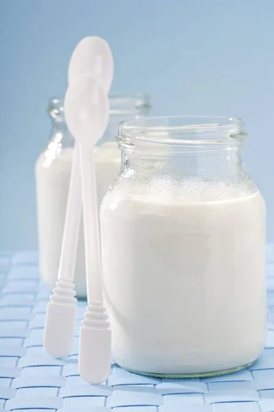 Yogurt Barattoli Vetro — Foto Stock