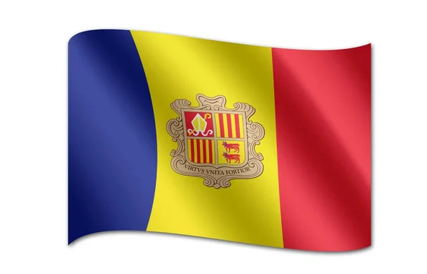 Bandeira nacional de Andorra — Fotografia de Stock