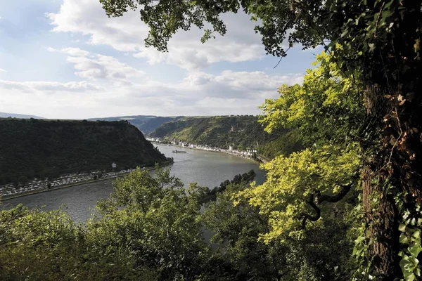 Vue Depuis Rocher Loreley Vallée Mittelrheintal Près Goarshausen Château Katz — Photo