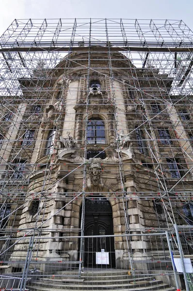 Justizpalast Palácio Justiça Com Andaimes Munique Baviera Alemanha Europa — Fotografia de Stock