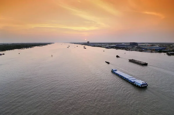 Barcos Transporte Río Mekong Can Tho Delta Del Mekong Vietnam — Foto de Stock