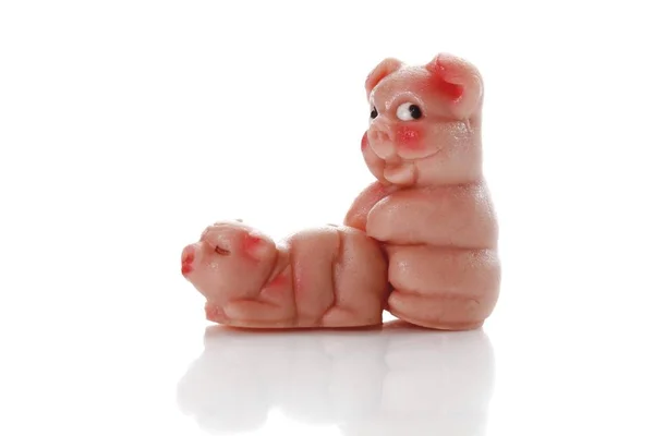 Dos Cerdos Mazapán Imagen Simbólica Humorística Emparejamiento — Foto de Stock