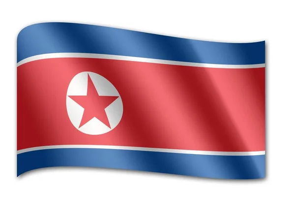 Bandeira nacional de Coreia do Norte — Fotografia de Stock
