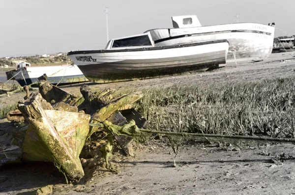 Dilapidated Wooden Boat Dike Andalusia Spain Europe — Stock Photo, Image