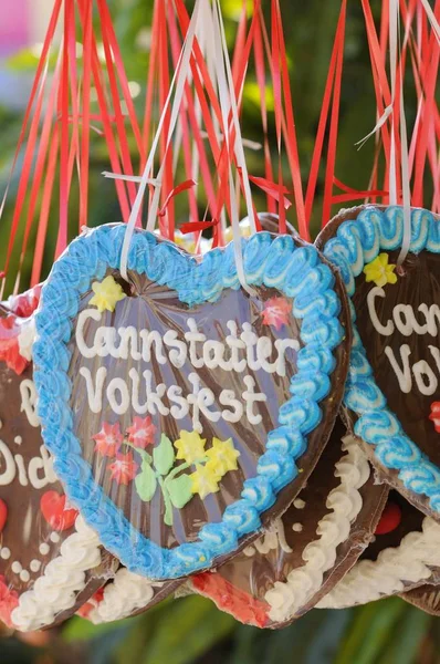 Gingerbread Hearts Greetings Cannstatter Wasen — Stock Photo, Image