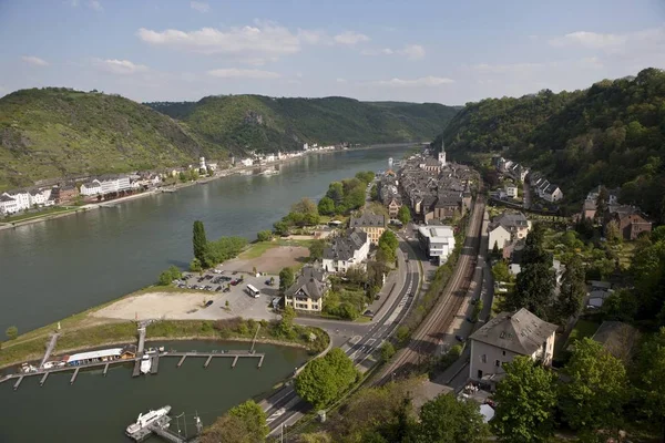 Uitzicht Vanaf Burg Rheinfels Kasteel Goar Rhein Uitblik District Rijnland — Stockfoto