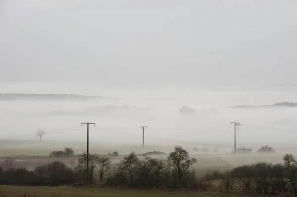 地面雾在 Franconian 巴伐利亚 — 图库照片