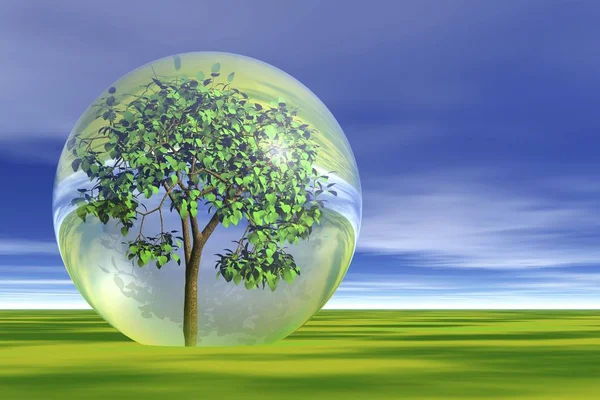 Egy Buborék Környezetvédelem Grafika Szimbolikus Kép — Stock Fotó