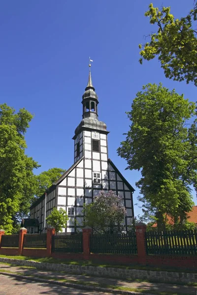 Tarihi Ahşap Çerçeveli Ahlbeck Ahlbecker Dorfkirche Kilisede 1754 Inşa Ahlbeck — Stok fotoğraf