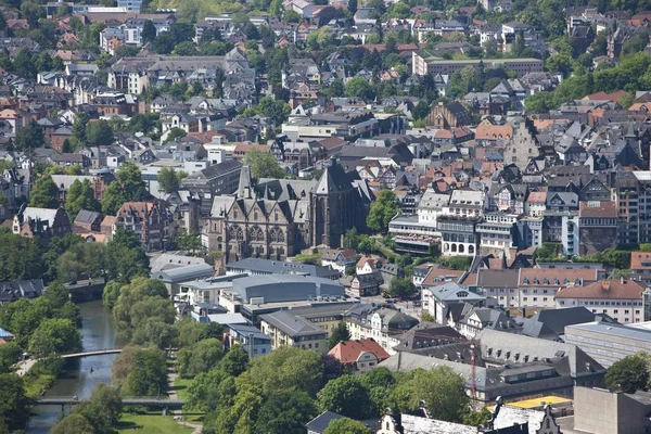 Vista Marburg Der Lahn Com Cidade Velha Parte Trás Universidade — Fotografia de Stock