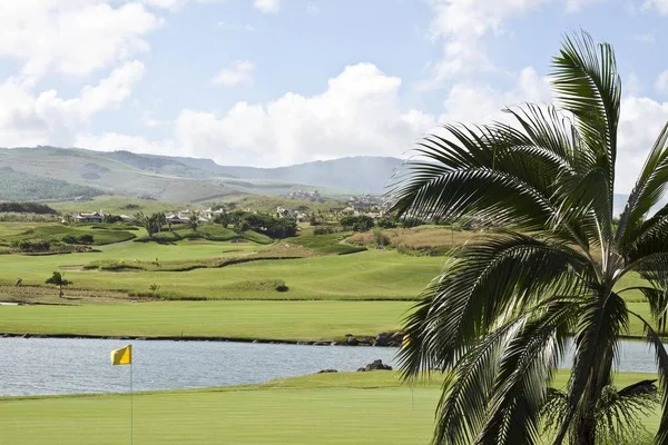 Pole Golfowe Prywatną Luksusowe Wille Pointe Aux Roche Mauritius Afryka — Zdjęcie stockowe