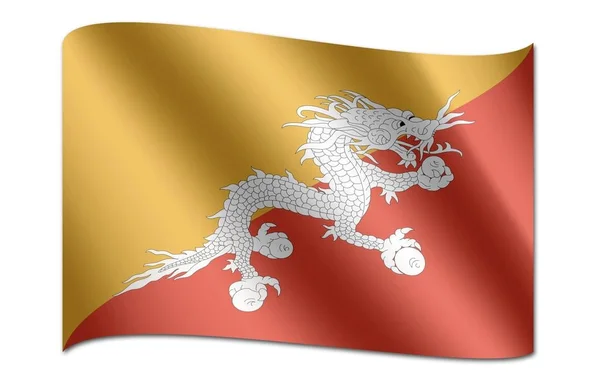 Bandeira Nacional do Butão — Fotografia de Stock