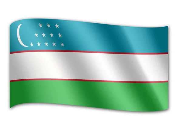 Государственный флаг Узбекистана — стоковое фото