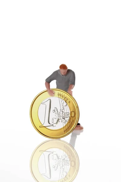 Σχήμα Ενός Εργαζομένου Ένα Κέρμα Ευρώ — Φωτογραφία Αρχείου