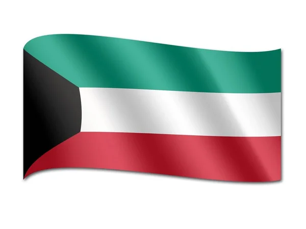National Flag of Kuwait — Stock Photo, Image