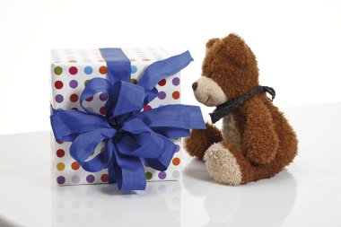Present with a ribbon and a teddy bear clipart