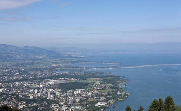 Visa Från Pfaender Linbana Över Bregenz Pfaender Berg Bodensjön Vorarlberg — Stockfoto