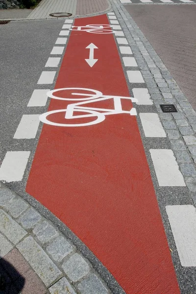 Piste Cyclable Balisée Rouge — Photo