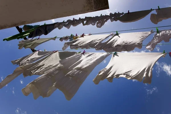 Clothesline Blue Summer Sky — Stock Photo, Image