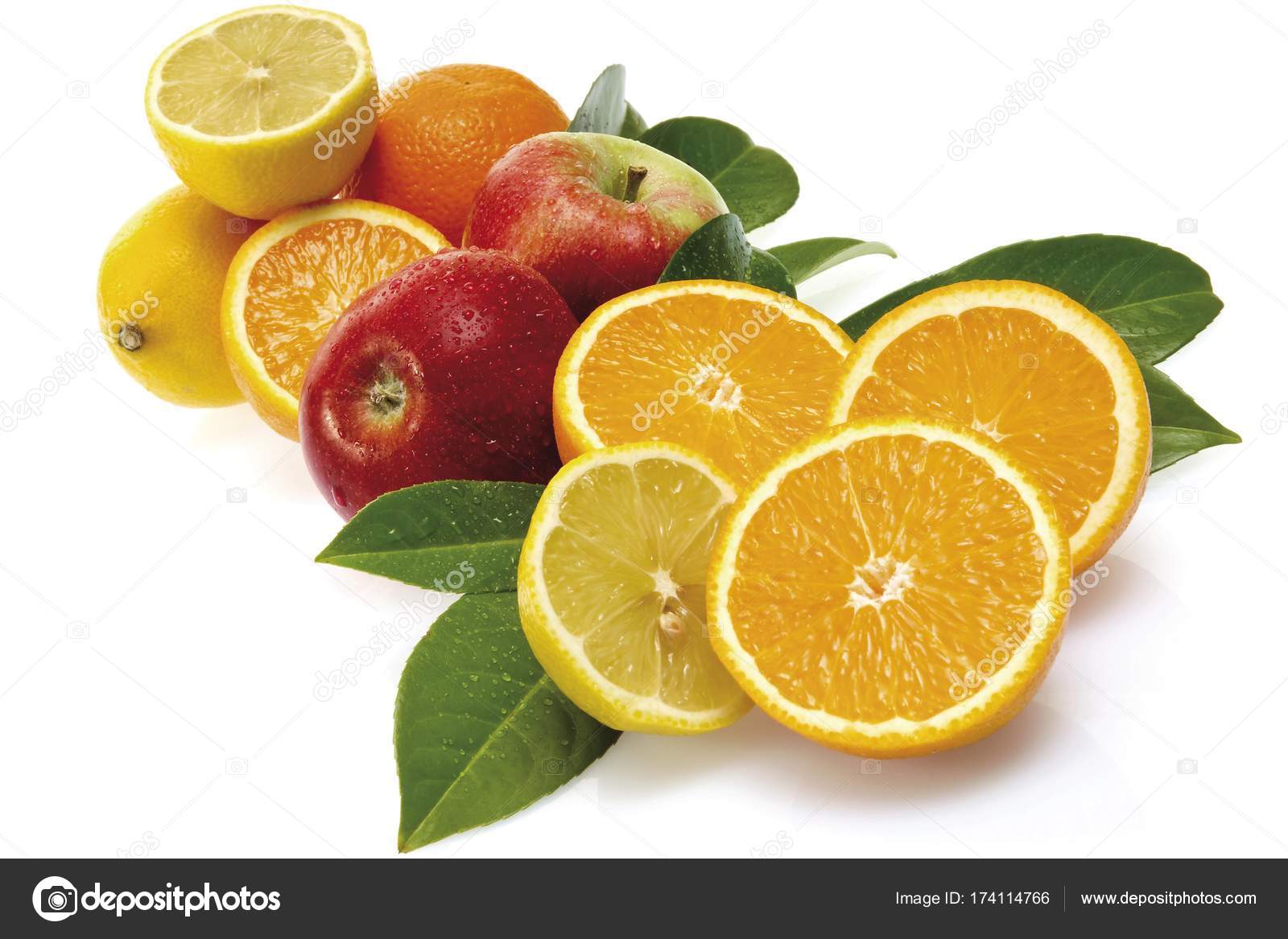 Mixed Fruit Oranges Lemons Apples Isolated White Stock Photo C Imagebrokermicrostock