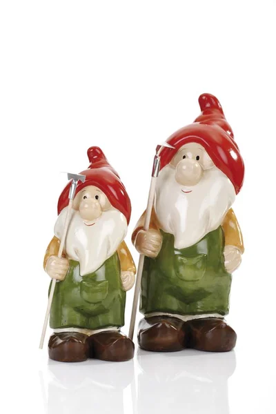 Garden Gnomes Decoration Objects Isolated White — Stock Photo, Image
