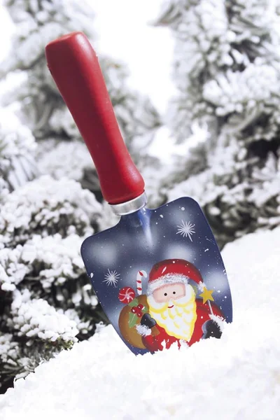 Spade Santa Claus Motive Snowy Forest — Stock Photo, Image