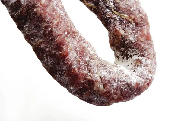 Saucisse Salami Isolée Sur Blanc — Photo