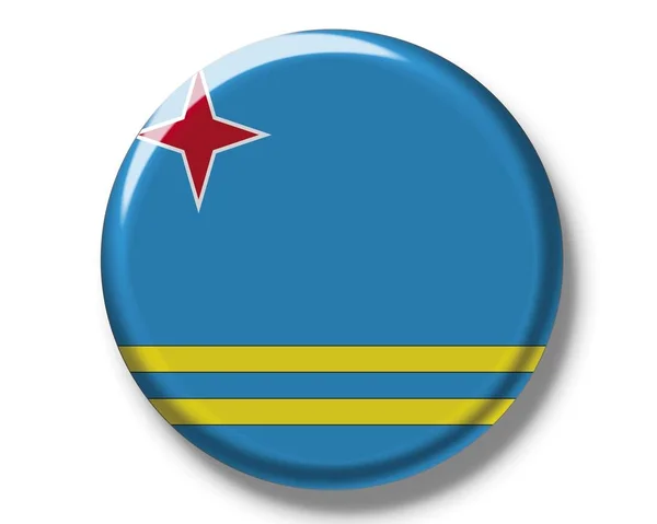 Κουμπί badge με σημαία της Αρούμπα — Φωτογραφία Αρχείου