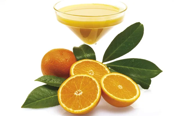 Orange Juice Glass Fresh Oranges — Stock Photo, Image
