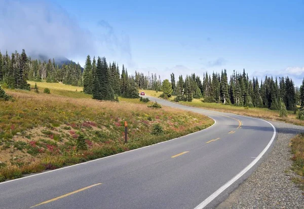 ถนนท าไปส พระอาท ทยานแห งชาต Mount Rainier วอช สหร ฐอเมร — ภาพถ่ายสต็อก