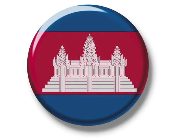 Distintivo de botão com bandeira de Camboja — Fotografia de Stock