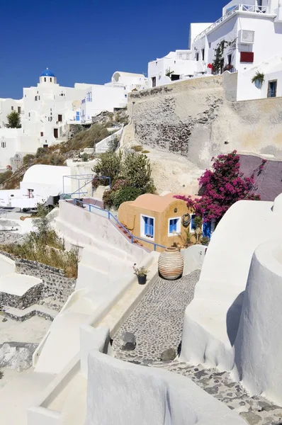 Vista Sobre Los Callejones Oia Con Arquitectura Típica Cicládica Santorini — Foto de Stock