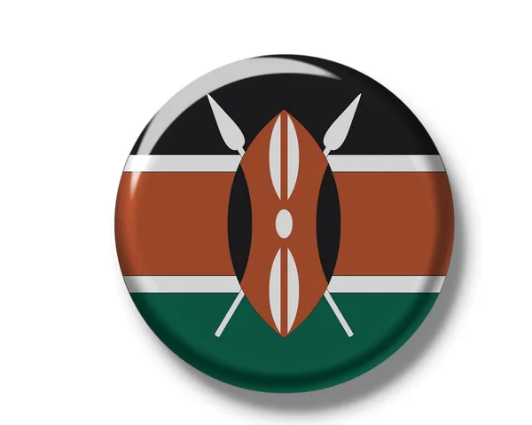 Distintivo de botão com bandeira de Quênia — Fotografia de Stock