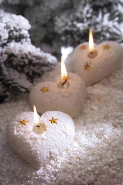 Heart shaped candles — Stock Photo, Image