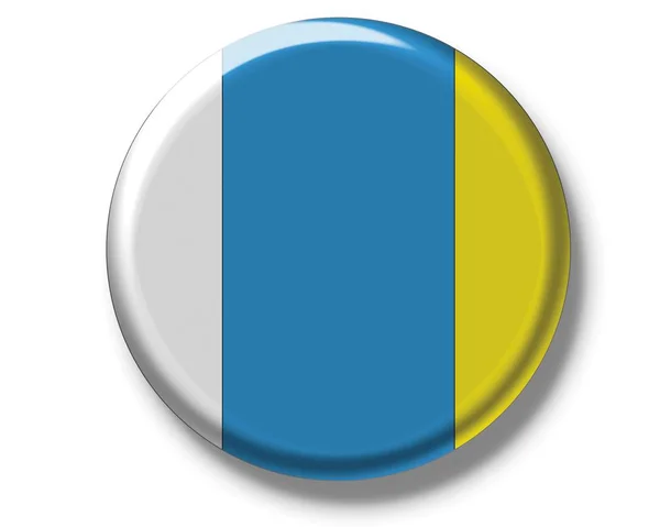 Emblema de botão com bandeira de Ilhas Canárias — Fotografia de Stock