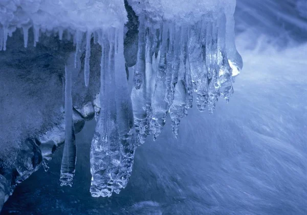 Blå Formationer Inuti Glacial Crevasse Ice Crevasse — Stockfoto