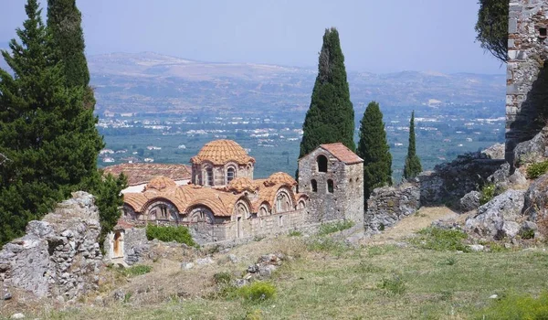 Mystras 拉科尼亚 Peloponnese 欧洲的拜占庭城大都市遗址 — 图库照片