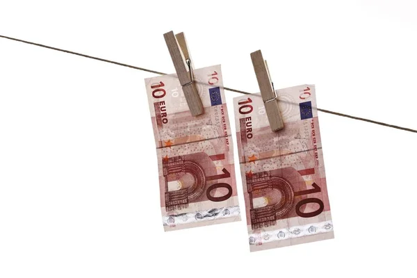 Euro Banknoten Der Wäscheleine — Stockfoto