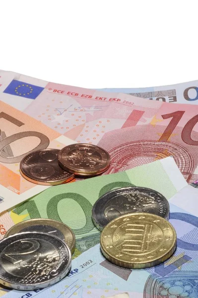 Billetes Monedas Euros — Foto de Stock