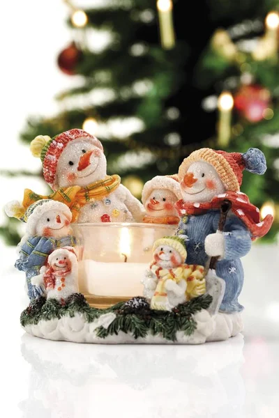 Vánoční dekorace sněhulák rodiny — Stock fotografie