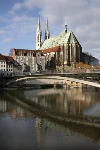 Peterskirche Peters Kilisesi Altstadtbruecke Neisse Nehri Goerlitz Saksonya Almanya Avrupa — Stok fotoğraf