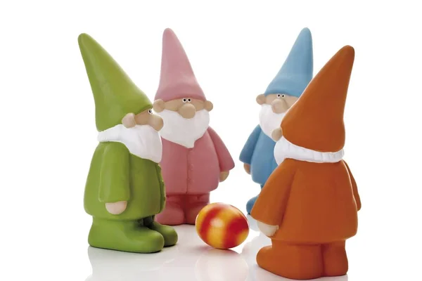 Garden Gnomes Decoration Objects Isolated White — Stock Photo, Image