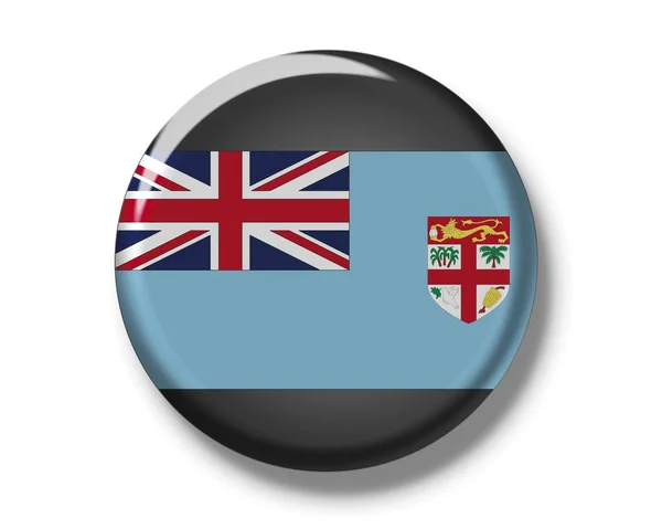 Insignia de botón con bandera de Fiji — Foto de Stock