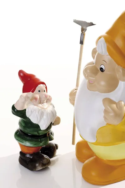 Bahçe Gnomes Dekorasyon Nesneleri Beyaz Izole — Stok fotoğraf