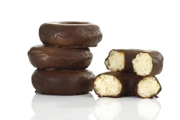 Sabroso Chocolate Glaseado Donuts Donuts —  Fotos de Stock