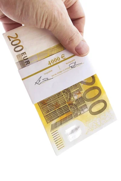 Portare Mano Una Mazzetta Banconote Euro — Foto Stock