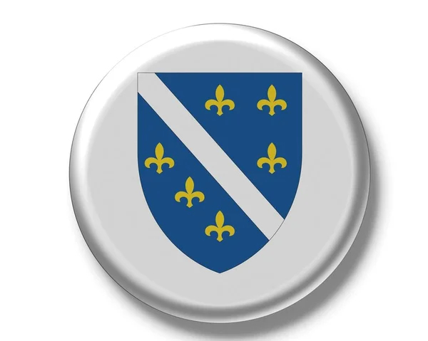 Emblema de botão com bandeira de Bósnia-Herzegovina — Fotografia de Stock
