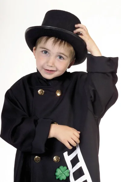 Menino Vestido Como Limpa Chaminés — Fotografia de Stock