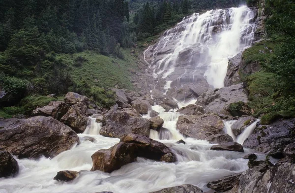 Grawa Vattenfall Stubaital Valley Tyrolen Österrike Europa — Stockfoto