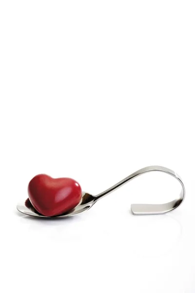 Way Man Heart His Stomach Spoon Holding Heart — Stock Photo, Image